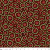 Image of the Up on the Housetop Star Wreaths Cranberry quilting cotton fabric by Riley Blake Designs. Features stars inside of a pine needle wreath on an dark red background. 
Cute Little Fabric Shop