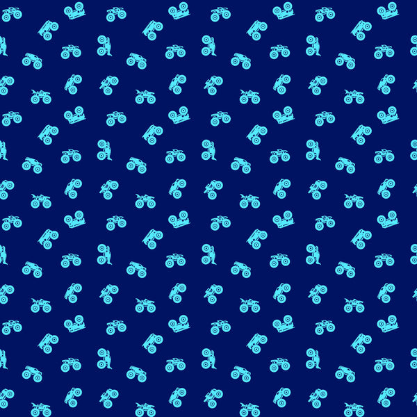 Hot Wheels Monster Trucks Silhouette C12953 Navy - Riley Blake Designs - Trucks Truck - Quilting Cotton Fabric -  LIcensed Product