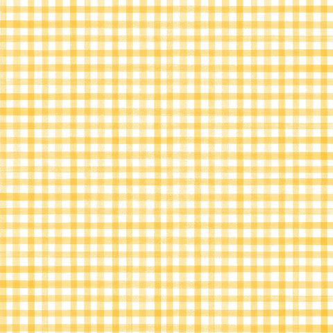 Fat Quarter End of Bolt - SALE Flower Garden Plaid C11904 Yellow - Riley Blake - Coral Cream PRINTED Gingham Checks - Quilting Cotton Fabric