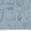 Image of the Old School Bookworm Blue quilting cotton fabric by J. Wecker Frisch for Riley Blake Designs. Features tone-on-tone book covers on a swirled blue background. 
Cute Little Fabric Shop