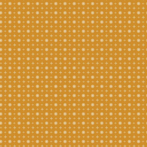 Image of the Prim Vintage Butterscotch quilting cotton fabric by Lori Holt for Riley Blake Designs. Features geometric patterns on a gold background. 
Cute Little Fabric Shop