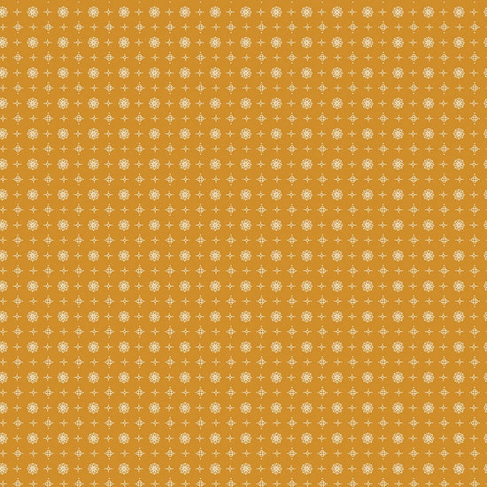 Image of the Prim Vintage Butterscotch quilting cotton fabric by Lori Holt for Riley Blake Designs. Features geometric patterns on a gold background. 
Cute Little Fabric Shop