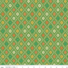 Image of the Autumn Afternoon Moroccan Tile Green quilting cotton fabric by Heather Peterson for Riley Blake Designs. Features a damask design with daisies on a green background. 
Cute Little Fabric Shop