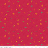 Image of the Autumn Afternoon Fall Toss Berry quilting cotton fabric by Heather Peterson for Riley Blake Designs. Features scattered flowers, pumpkins, and acorns on a dark pink red berry background. 
Cute Little Fabric Shop