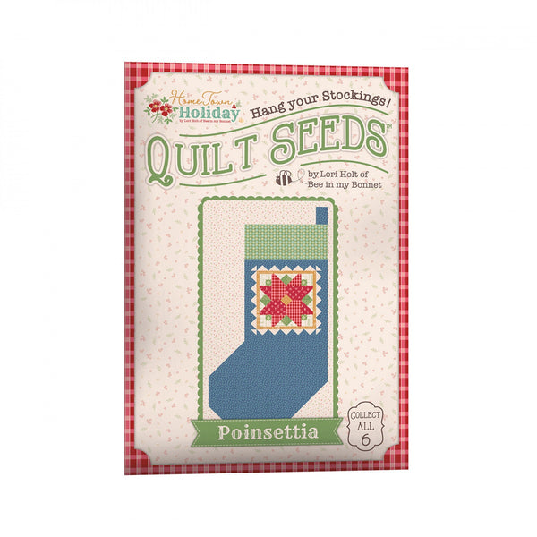 Image of the Lori Holt Home Town Holiday Quilt Seeds™ No. 2 by Riley Blake Designs. Features a quilted poinsetta on a stocking. 
Cute Little Fabric Shop