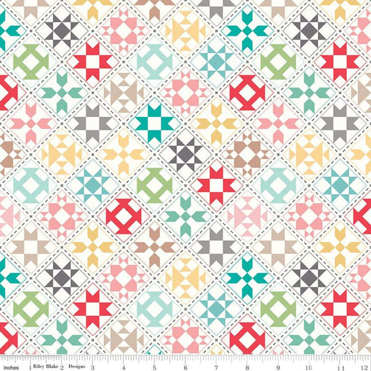 Image of the My Happy Place Home Décor Quilt Blocks Cream lightweight canvas cotton fabric by Lori Holt for Riley Blake Designs.
Cute Little Fabric Shop