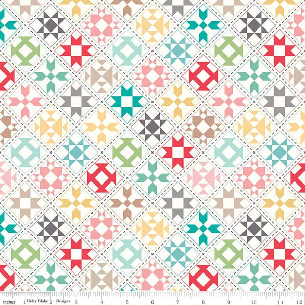 Image of the My Happy Place Home Décor Quilt Blocks Cream lightweight canvas cotton fabric by Lori Holt for Riley Blake Designs.
Cute Little Fabric Shop