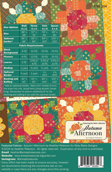 Image of the Zinnia Seeds Sampler Quilt Pattern by Heather Peterson for Riley Blake Designs. Features  the fabric requirements for the pieced flowers quilt.
Cute Little Fabric Shop