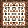 Image of the Sew-N-Quilt Raking Leaves Quilt Pattern by LaVonne Jackson for Riley Blake Designs. Features pieced leaves with squares on a light white background and a black border. 
Cute Little Fabric Shop