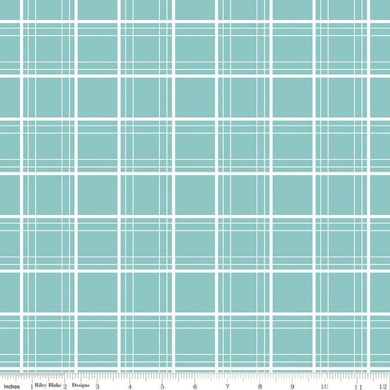 Image of the Ski Hill Ski Tracks Aqua quilting cotton fabric by Corinne Wells for Riley Blake Designs. Features a white plaid pattern on a light blue aqua background.
Cute Little Fabric Shop