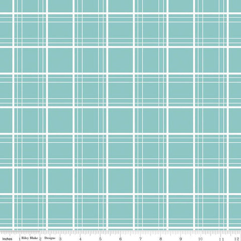 Image of the Ski Hill Ski Tracks Aqua quilting cotton fabric by Corinne Wells for Riley Blake Designs. Features a white plaid pattern on a light blue aqua background.
Cute Little Fabric Shop