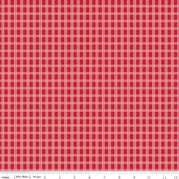 Image of the Home Town Holiday Plaid Schoolhouse by Riley Blake Designs. Features red striped plaid on a red background
Cute Little Fabric Shop