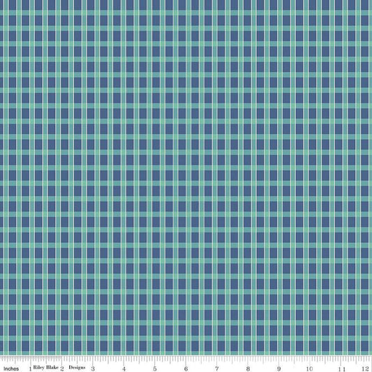 SALE Home Town Holiday Plaid C14905 Denim - Riley Blake Designs - Christmas - Lori Holt - Quilting Cotton Fabric