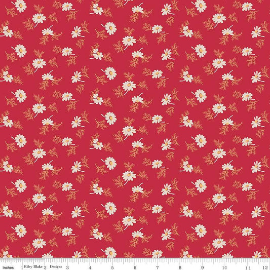 Image of the Home Town Holiday Pineflower Berry quilting cotton fabric by Riley Blake Designs. Features scattered flowers and leaves on a berry red background.
Cute Little Fabric Shop