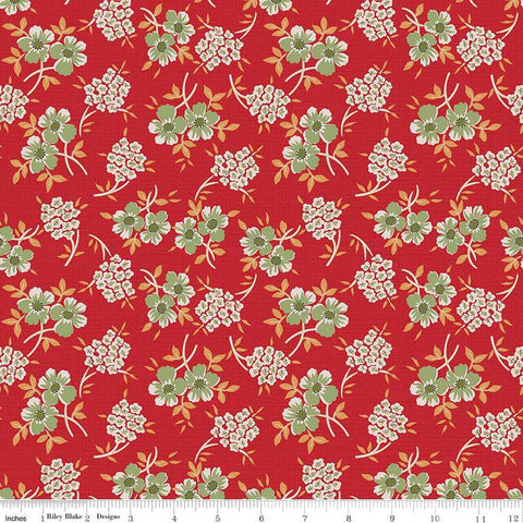 Image of the Home Town Floral Wreath Schoolhouse quilting cotton fabric by Riley Blake Designs. Features clustered flowers on a red background
Cute Little Fabric Shop