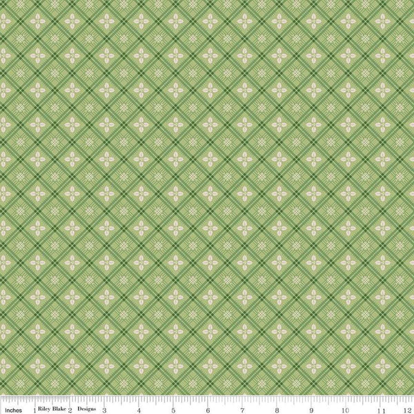 Image of the Home Town Holiday Holly Lettuce by Riley Blake Designs. Features diagonal plaid with holly leaves on a green background
Cute Little Fabric Shop