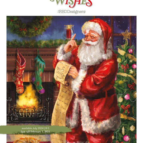 Image of the Christmas Wishes storyboard featuring Santa checking his list. 
Cute Little Fabric Shop