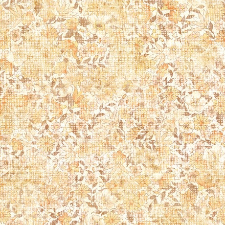 Image of the Queen Bee Textured Floral Peach Minky Fabric by QT Fabrics. Features flowers on a light cream background. 
Cute Little Fabric Shop