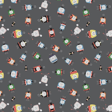 CLEARANCE Thomas & Friends™ Sodor Railway Toss C15082 Charcoal - Riley Blake Designs - Trains - Quilting Cotton - Licensed Product