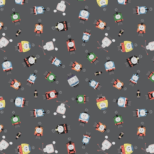 CLEARANCE Thomas & Friends™ Sodor Railway Toss C15082 Charcoal - Riley Blake Designs - Trains - Quilting Cotton - Licensed Product