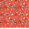 Image of the Farm Livin Animal Toss Red quilting cotton fabric by Riley Blake Designs. Features farm animals like chickens, horses, sheep, and ducks on a red background. 
Cute Little Fabric Shop