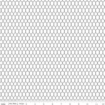 Image of the Farm Livin Chicken Wire White quilting cotton fabric by Riley Blake Designs. Features chicken wire on a white background. 
Cute Little Fabric Shop