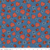 Image of the Farm Livin Barn Toss Denim quilting cotton fabric by Riley Blake Designs. Features tossed barns and windmills on a dark blue background. 
Cute Little Fabric Shop