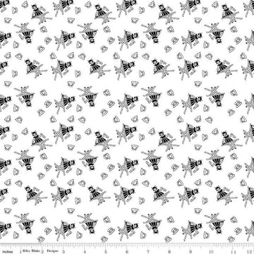 Image of the Press On Girl White quilting cotton fabric by J. Wecker Frisch for Riley Blake Designs. Features a girl ironing and vintage irons on a white background. 
Cute Little Fabric Shop