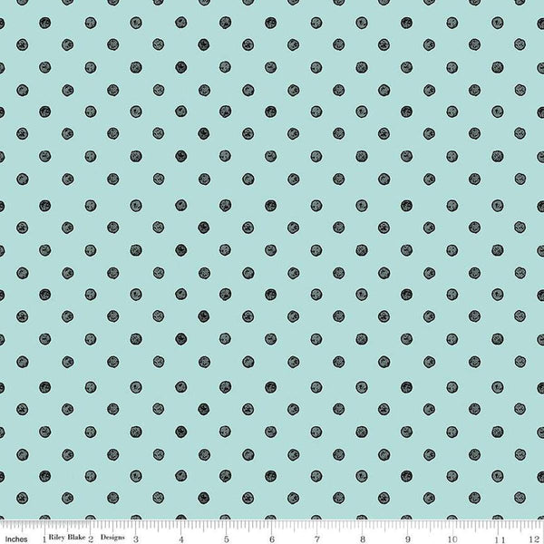 Image of the Press On Ironing Board Aqua quilting cotton fabric by J. Wecker Frisch for Riley Blake Designs. Features an array of dots on an aqua blue background. 
Cute Little Fabric Shop