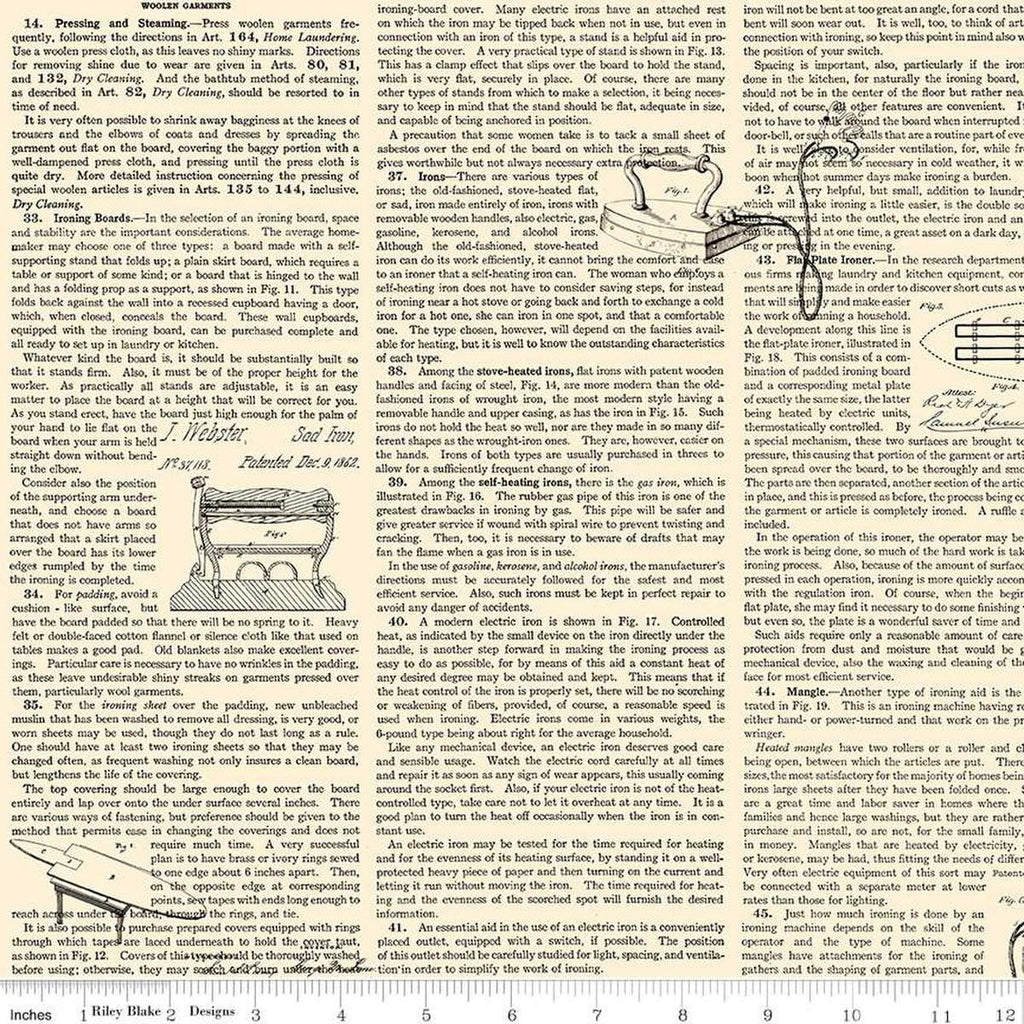 SALE Press On Clothing Care Copy C15255 Parchment - Riley Blake Designs -  Iron Text Words - J. Wecker Frisch - Quilting Cotton Fabric