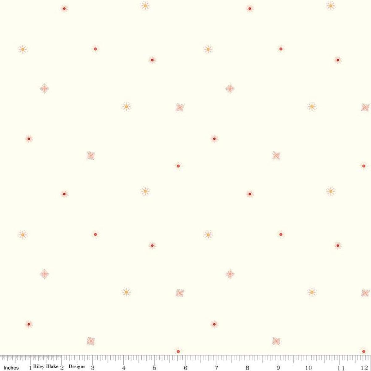 Image of the Stay Wild Suns Cream quilting cotton fabric by Amanda Niederhauser by Riley Blake Designs. Features  sunbursts on a cream background. 
Cute Little Fabric Shop