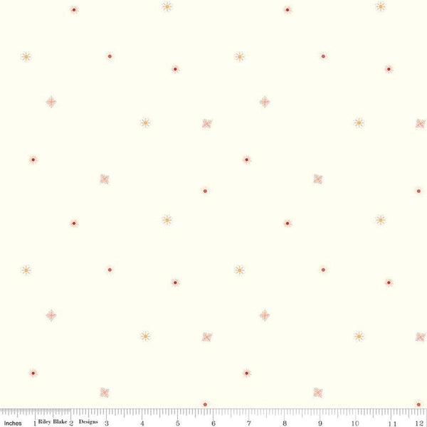 Image of the Stay Wild Suns Cream quilting cotton fabric by Amanda Niederhauser by Riley Blake Designs. Features  sunbursts on a cream background. 
Cute Little Fabric Shop