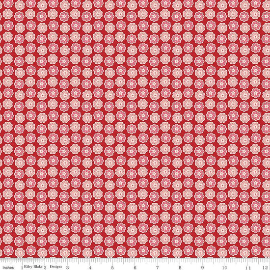 Image of the Home Town Holiday Wreath Schoolhouse by Riley Blake Designs. Features clustered flowers on a red background
Cute Little Fabric Shop