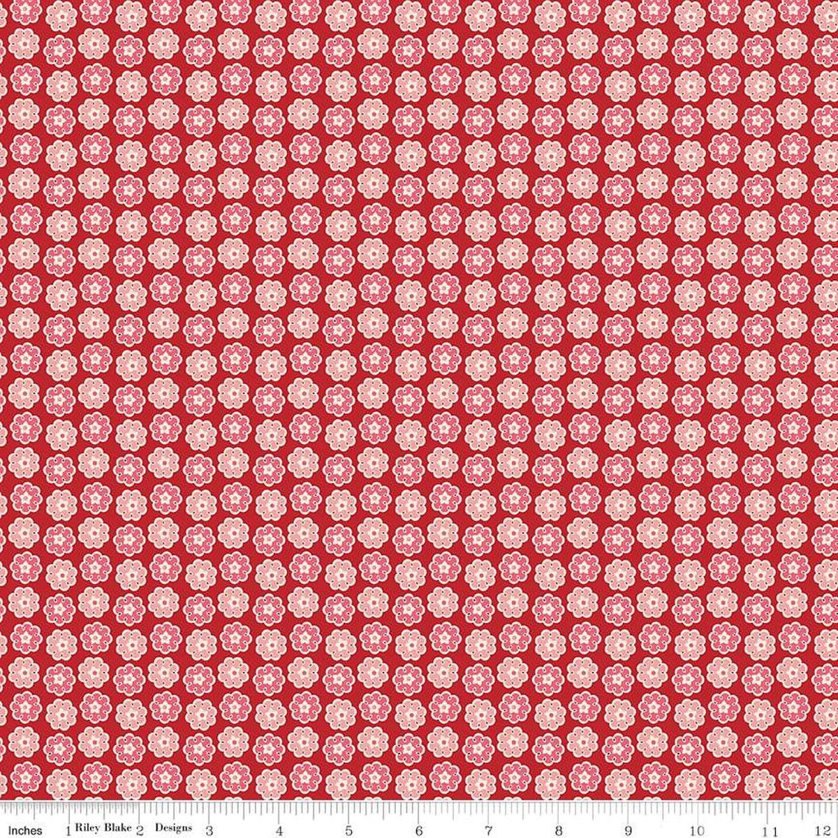 Image of the Home Town Holiday Wreath Schoolhouse by Riley Blake Designs. Features clustered flowers on a red background
Cute Little Fabric Shop