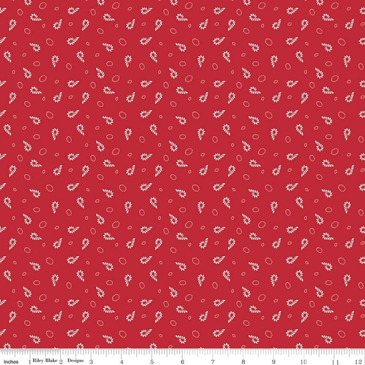 Image of the Home Town Holiday Candy Schoolhouse by Riley Blake Designs. Features geometric candy shapes on a red background
Cute Little Fabric Shop