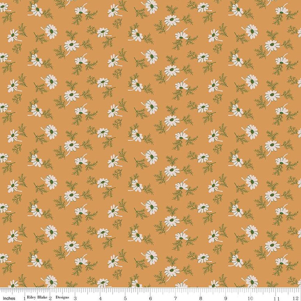 Image of the Home Town Holiday Pineflower Cider quilting cotton fabric by Riley Blake Designs. Features scattered flowers and leaves on a gold yellow orange background.
Cute Little Fabric Shop