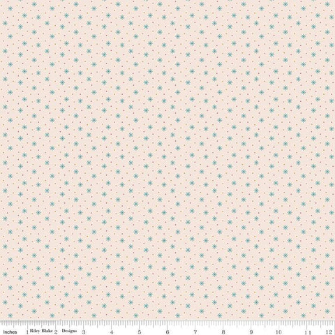 Image of the Home Town Holiday Sparkle Latte by Riley Blake Designs. Features scattered pin dots and asterisks on a light pink beige background. 
Cute Little Fabric Shop