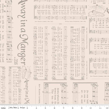 Image of the Home Town Holiday Caroling Latte by Riley Blake Designs. Features the sheet music of Away in a Manger on a light cream pink background
Cute Little Fabric Shop