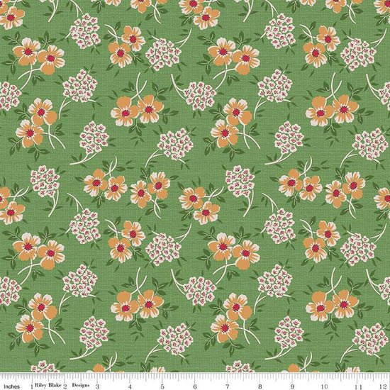 Image of the Home Town Holiday Floral Basil quilting cotton fabric by Riley Blake Designs. Features clustered flowers on a green background
Cute Little Fabric Shop
