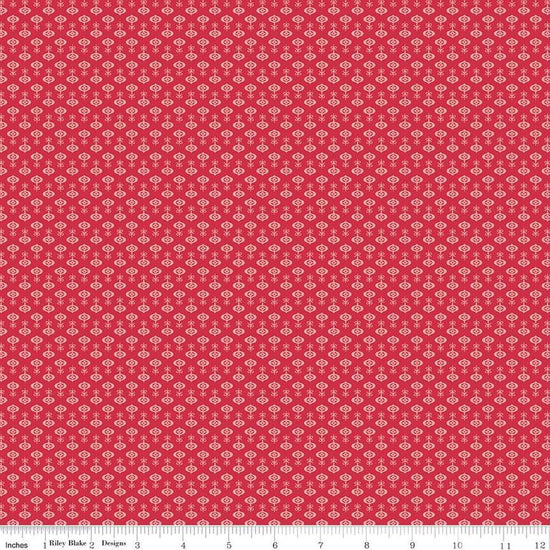 Image of the Home Town Holiday Ornaments Riley Red quilting cotton fabric by Riley Blake Designs. Features an array of ornaments on a red background
Cute Little Fabric Shop
