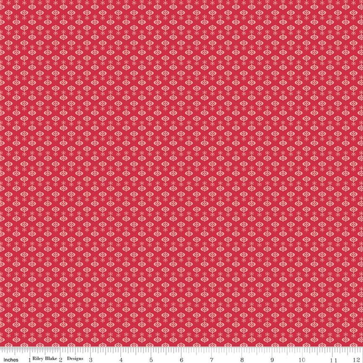 Image of the Home Town Holiday Ornaments Riley Red quilting cotton fabric by Riley Blake Designs. Features an array of ornaments on a red background
Cute Little Fabric Shop