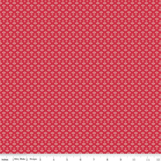 Image of the Home Town Holiday Ornaments Riley Red quilting cotton fabric by Riley Blake Designs. Features an array of ornaments on a red background
Cute Little Fabric Shop