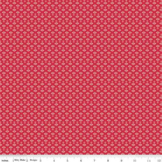 Image of the Home Town Holiday Ornaments Riley Red quilting cotton fabric by Riley Blake Designs. Features an array of ornaments on a red background
Cute Little Fabric Shop