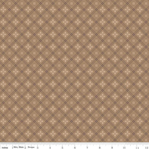 Image of the Home Town Holiday Holly Brown Sugar quilting cotton fabric by Riley Blake Designs. Features diagonal plaid with holly leaves on a beige brown background
Cute Little Fabric Shop