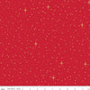 Image of the Christmas Wishes Starry Sky Red quilting cotton fabric by Riley Blake Designs. Features scattered stars on a red background. 
Cute Little Fabric Shop