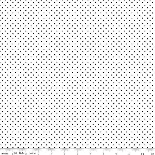 DEAL Black Flat Swiss Dots on White - Riley Blake Designs - Polka Dot - Quilting Cotton Fabric