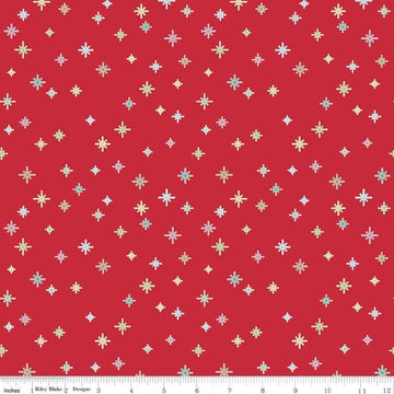 Image of the Cozy Christmas Sparkle Red quilting cotton fabric by Riley Blake Designs. Features sparkles scattered on a red background. 
Cute Little Fabric Shop