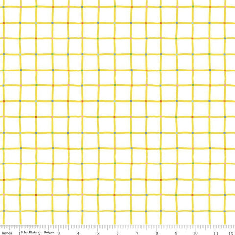 Image of the 100 Aker Woods Picnic Plaid White quilting cotton fabric by Jill Howarth for Riley Blake Designs. Features a large plaid yellow grid on a white grid.
Cute Little Fabric Shop