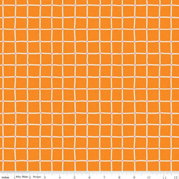 Image of the 100 Aker Woods Picnic Plaid Orange quilting cotton fabric by Jill Howarth for Riley Blake Designs. Features a large plaid white grid on an orange background.
Cute Little Fabric Shop