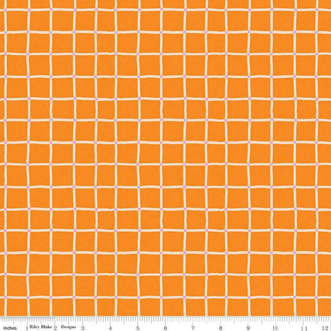 Image of the 100 Aker Woods Picnic Plaid Orange quilting cotton fabric by Jill Howarth for Riley Blake Designs. Features a large plaid white grid on an orange background.
Cute Little Fabric Shop